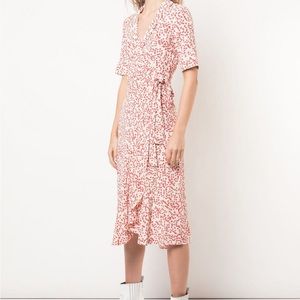 GANNI Floral Crepe Wrap Dress